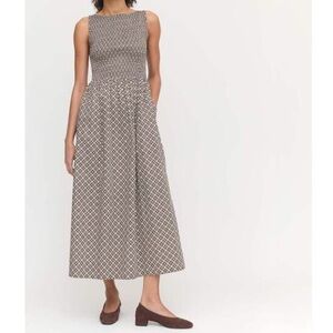 Hill House Home The Cosima Nap Dress NWT Chocolate Circular Lattice 4XL Smocked